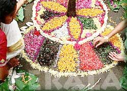 Mosaic Decoration During Onam in Kerala