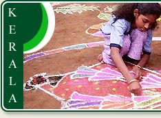 Rice powder paintings during the Pongal festival 